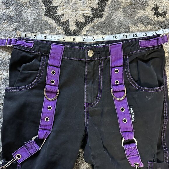 TRIPP NYC Daang Goodman Black & Purple Wide Leg Cargo Womens Size 1 Pants - Picture 6 of 9